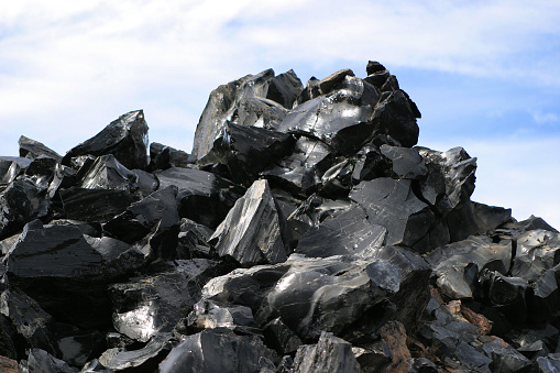 This pile of large chunks of obsidian is part of the obsidian flow at the Newberry Caldera in central Oregon.