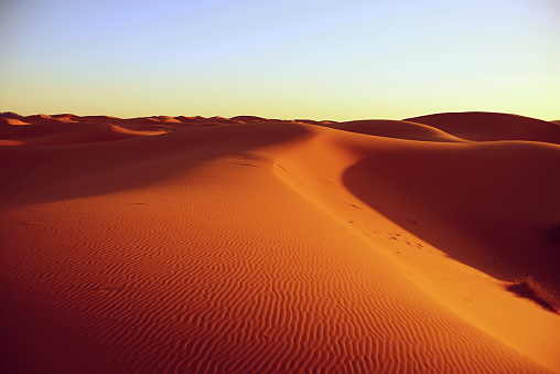 dry Sahara desert near Merzouga in Morocco