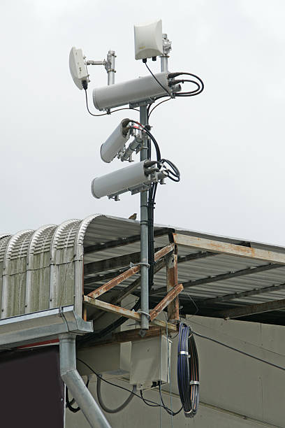 istock Antennas of mobile cellular systems with wifi hot spot repeater 489611146