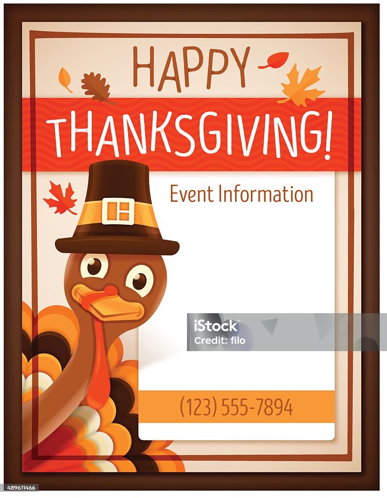 Thanksgiving Event Poster Thanksgiving poster for party or event with space for your copy. EPS 10 file. Transparency effects used on highlight elements. Thanksgiving - Holiday stock vector