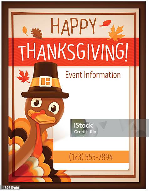 Thanksgiving Event Poster Stock Illustration - Download Image Now - Thanksgiving - Holiday, Turkey - Bird, Turkey Meat