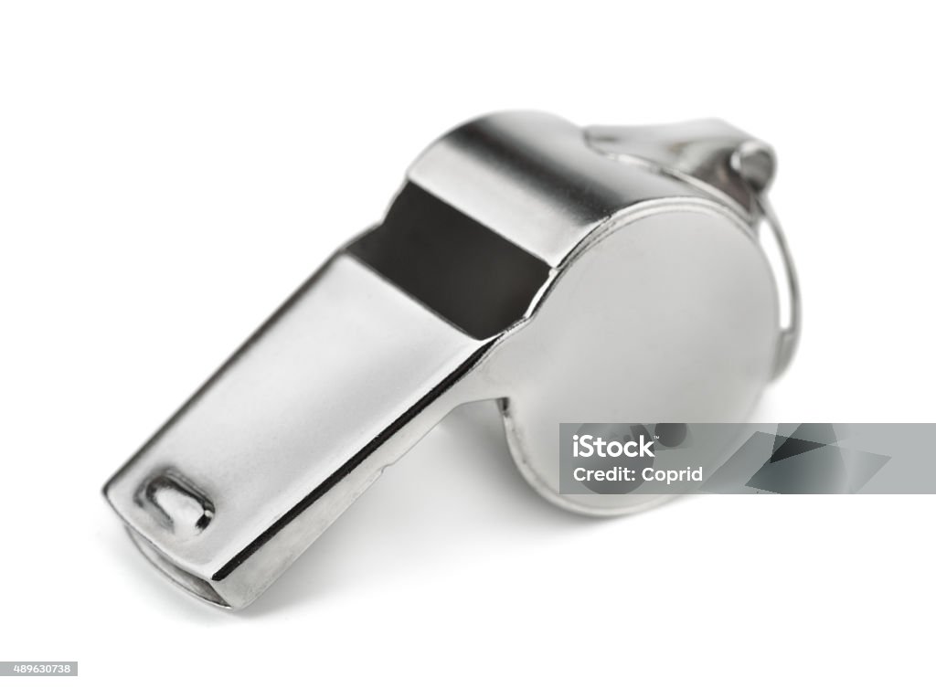 Whistle Metal whistle isolated on white Whistle Stock Photo