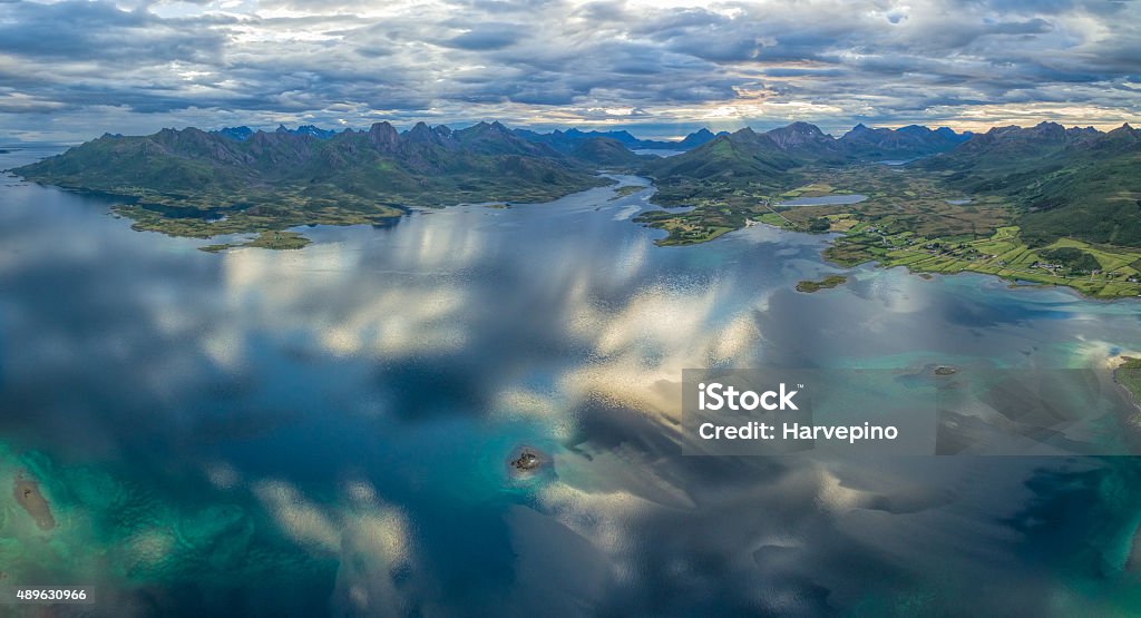 Langoya panorama Aerial panorama of picturesque Langoya island in Norway 2015 Stock Photo