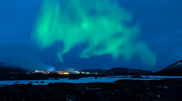 Photo of Northern Lights over the Blue Lagoon - Iceland