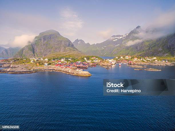 Lofoten Fishing Village Stock Photo - Download Image Now - 2015, Aerial View, Arranging