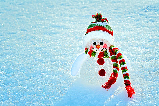 istock Pretty snowman in a snow with copyspace 489636034