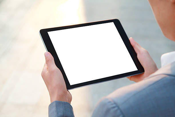 istock Business people hand holding blank screen digital tablet 489637326