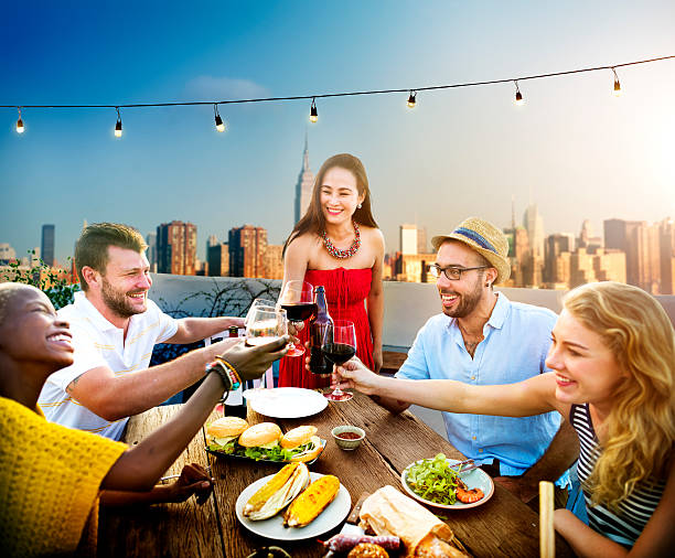 istock Friends Friendship Rooftop Dining People Concept 489638424