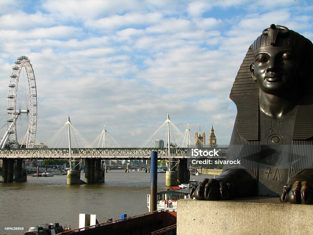 Sphinx on Embankment River Sphinx on Embankment, Thames River 2015 Stock Photo