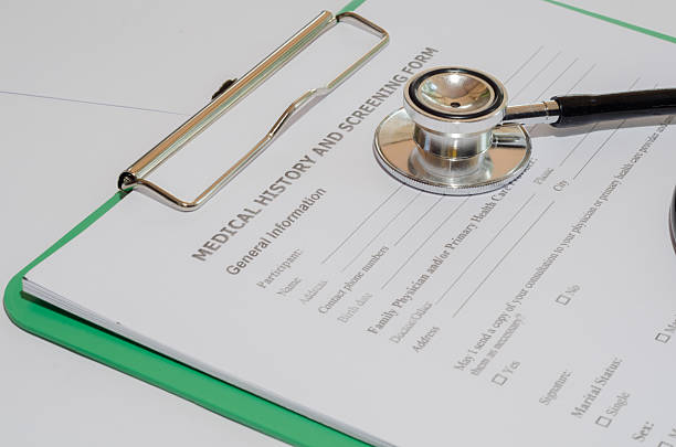 istock Medical History form and a doctor's Stethoscope 489639694
