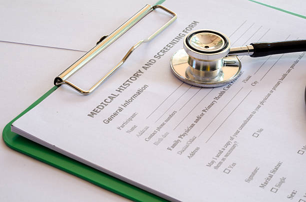 istock Medical History form and a doctor's Stethoscope 489639732