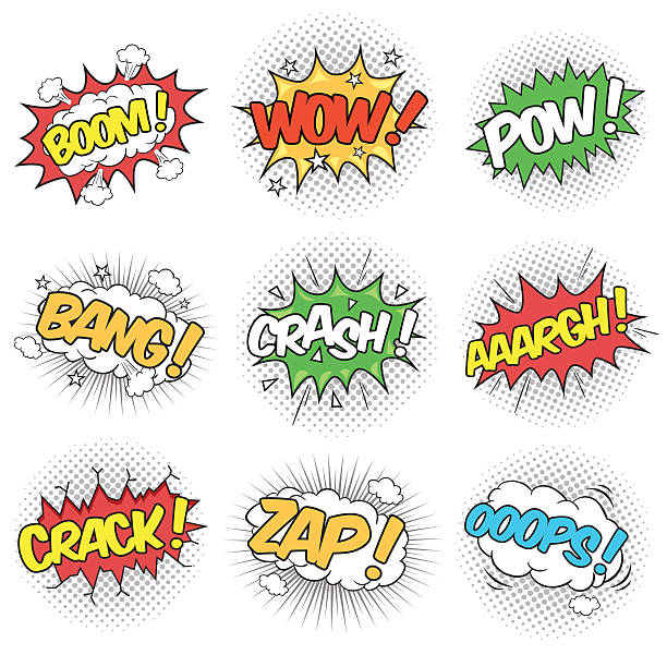 Collection Of Nine Wording Sound Effects Stock Illustration - Download  Image Now - Comic Book, Cartoon, Fighting - iStock