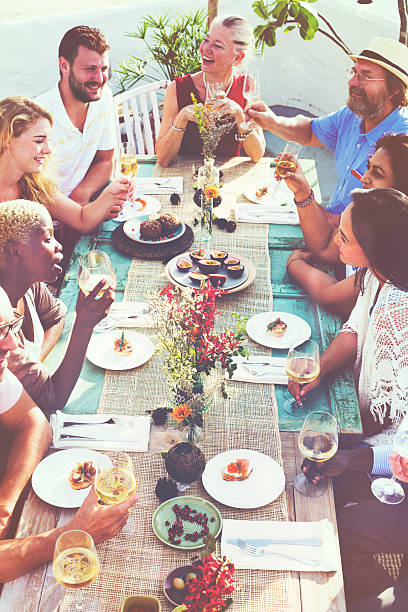istock Diverse People Luncheon Outdoors Food Concept 489640264
