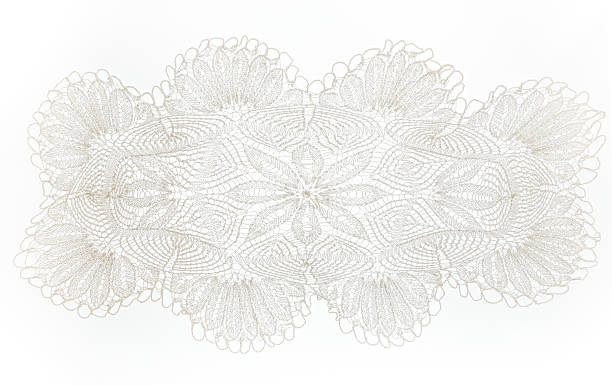 Crocheted lace napkin Crocheted white lace decorative napkin in closeup lacemaking photos stock pictures, royalty-free photos & images