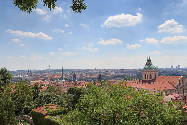 panorama von little quarter und st. nicholas church, prag - prague little quarter stock-fotos und bilder