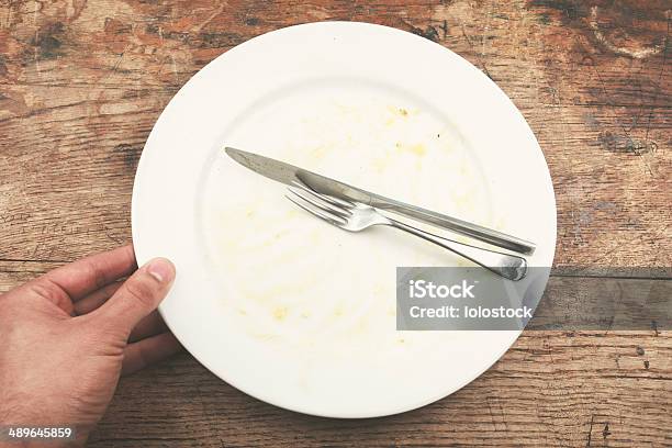 Dirty Plate And Cutlery Stock Photo - Download Image Now - Adult, Adults Only, Breakfast