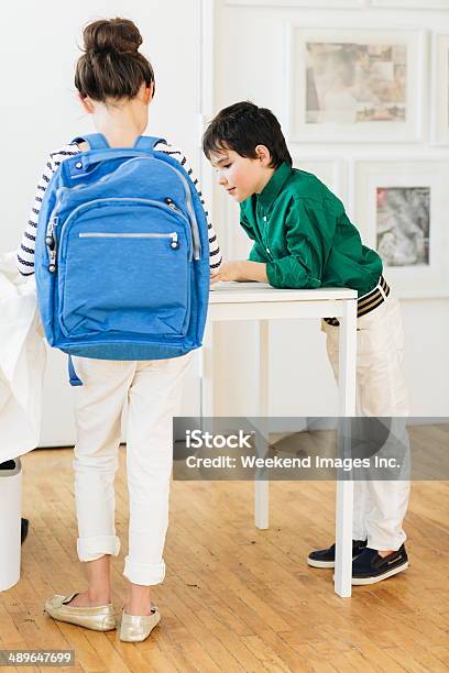 Tips To Make Friends Stock Photo - Download Image Now - 8-9 Years, Back to School, Backpack
