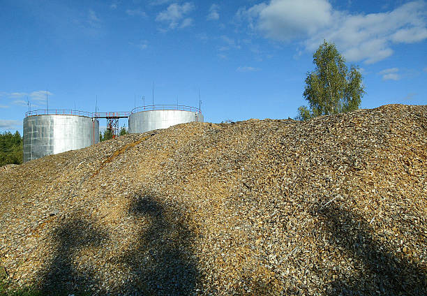 Wood chips for bio fuel stock photo