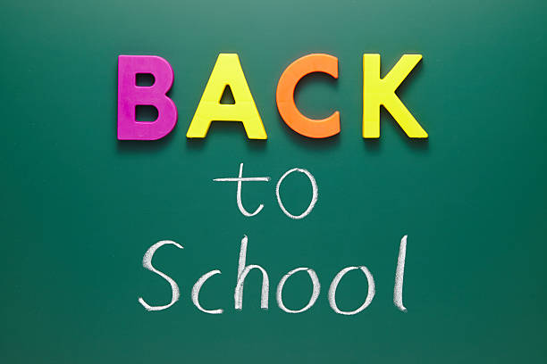 istock Chalkboard with back to school written 489648169