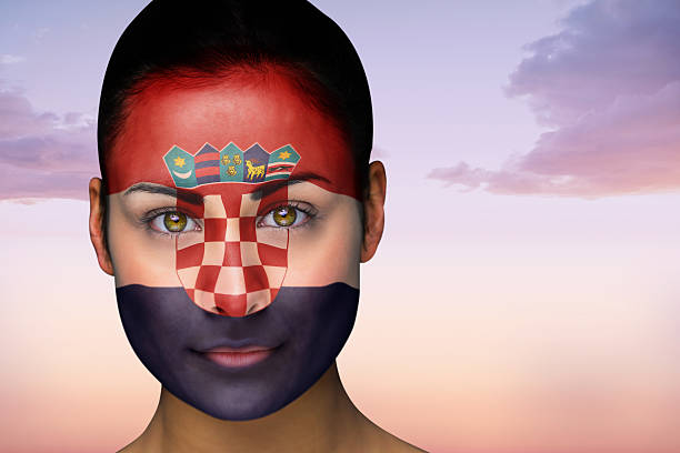 istock Beautiful brunette in croatia facepaint 489650633