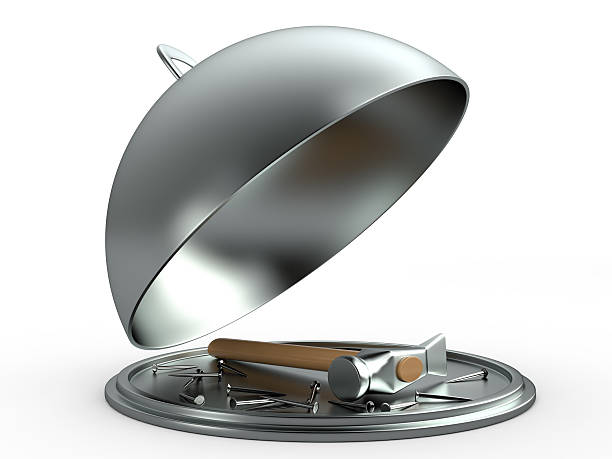 istock Opened cloche concept, 3D 489658560