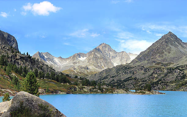 Beautiful mountain with mountain lake. stock photo