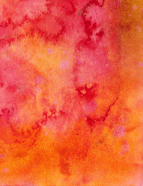 istock Hand painted orange and red bright textured background 489659596