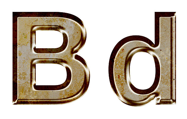 istock Old silver metal alphabet B,d on white background 489659652