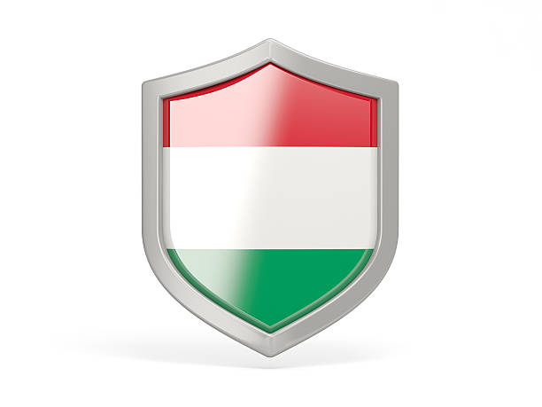 Shield with Austrian flag, 3D rendering isolated on white background