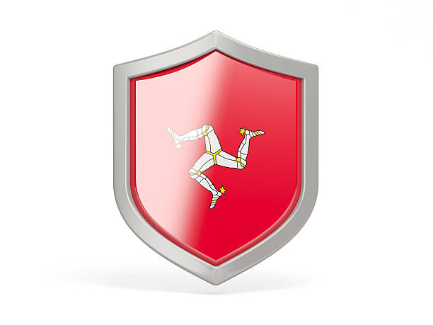 Shield icon with flag of isle of man isolated on white