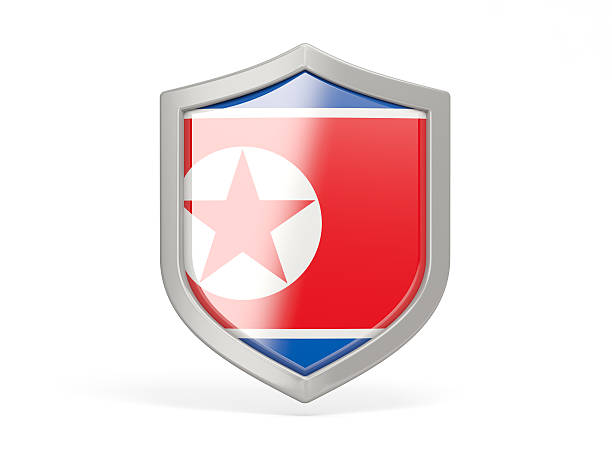 istock Shield icon with flag of korea north 489661528