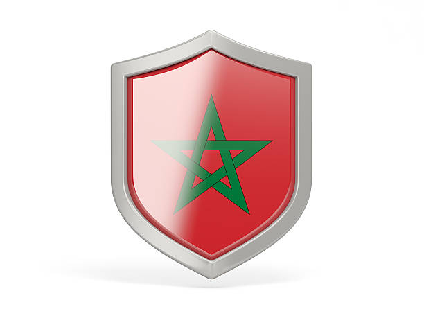 Shield icon with flag of morocco isolated on white