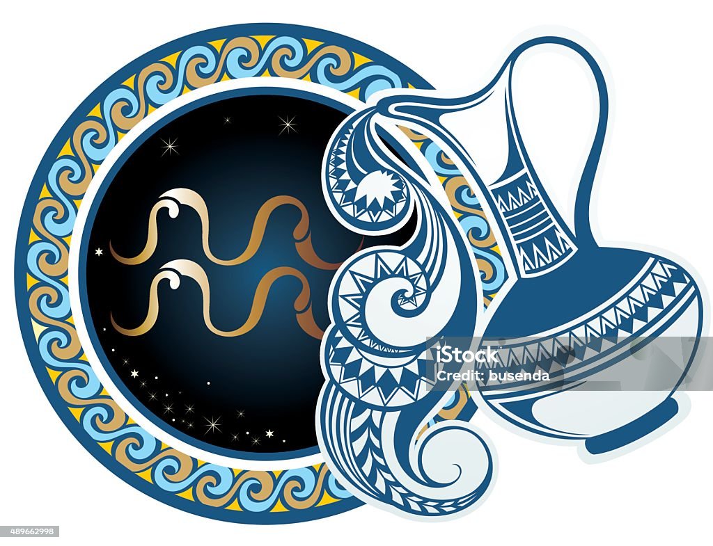 Zodiac signs - Aquarius Zodiac symbol 2015 stock vector