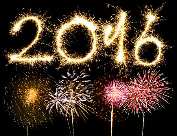 istock Series of fireworks for the 2016 489663752