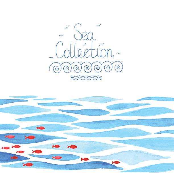 illustrations, cliparts, dessins animés et icônes de aquarelle fond avec des poissons de la mer rouge - summer exploration idyllic heaven