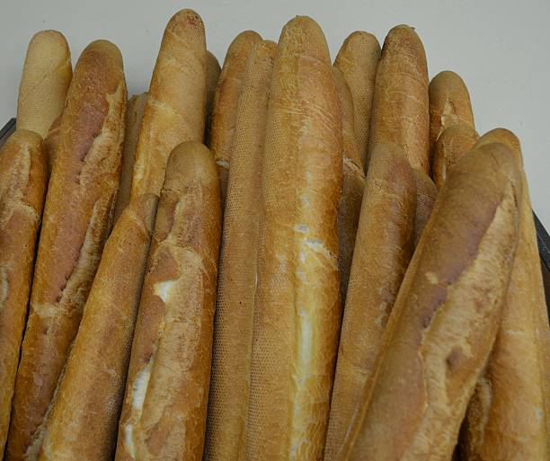 istock Freshly baked French crusty loaves. 489664648