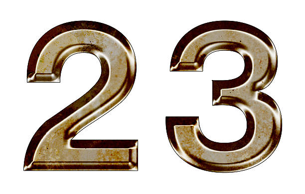 istock Old silver metal alphabet number 2,3 489665208