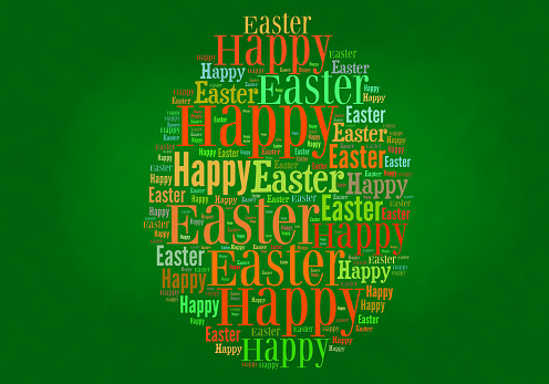 Happy Easter text on green background