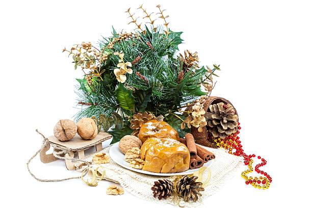 istock Baked apples with nuts and cinnamon and Christmas decorations. 489669774