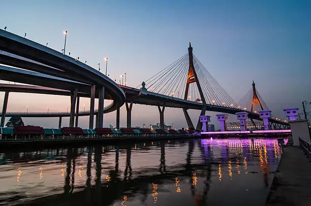 Photo of Bhumibol bridge at evening, Bangkok Thailand