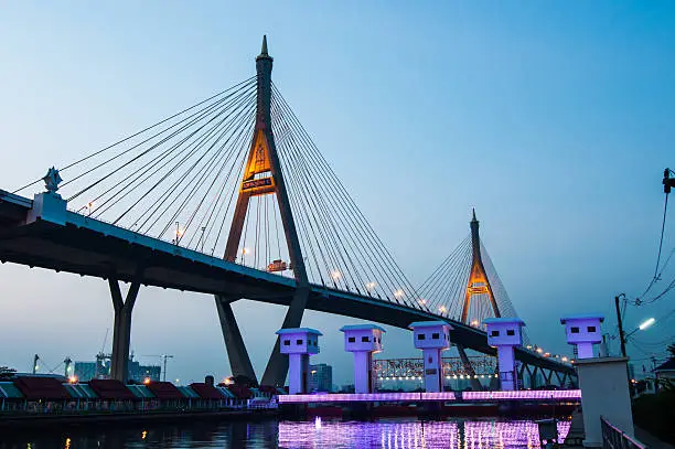 Photo of Bhumibol bridge at evening, Bangkok Thailand