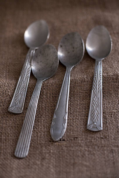 istock Vintage aluminum spoons 489672616