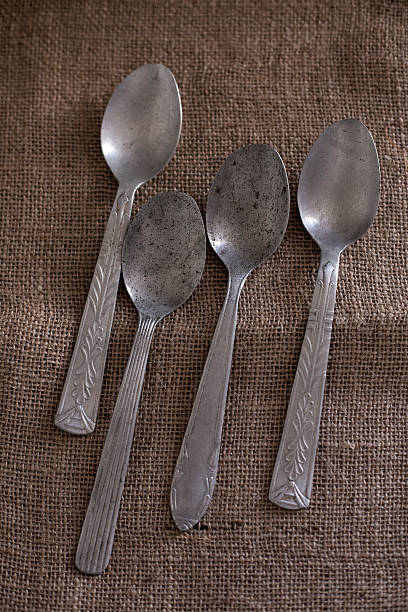 istock Vintage aluminum spoons 489672700