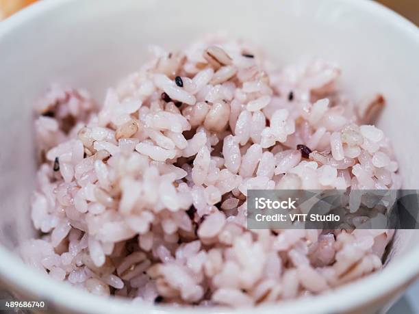 Japanese Rice In Bowl Organic Healthy Food Stock Photo - Download Image Now - 2015, Asian Food, Bowl