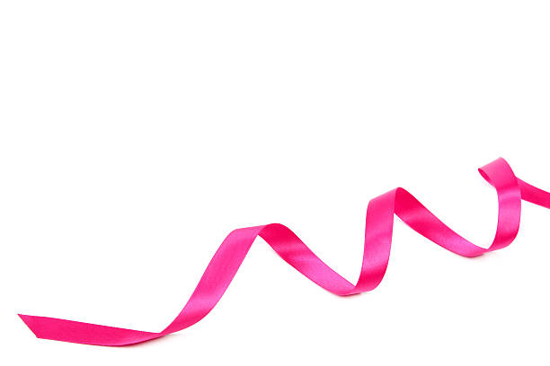 istock Holiday pink ribbon on white background. 489687952