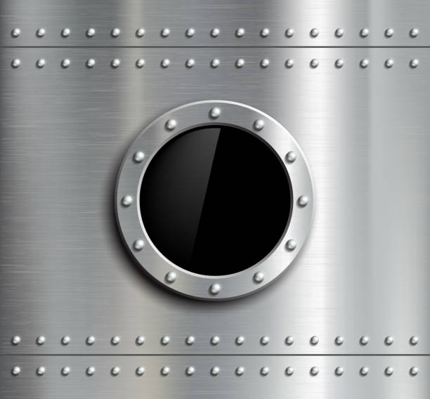 Round metal window with rivets. Round metal window with rivets. Vector image. ironclad stock illustrations