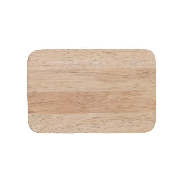 istock Wooden cutting board isolated on white background 489691840