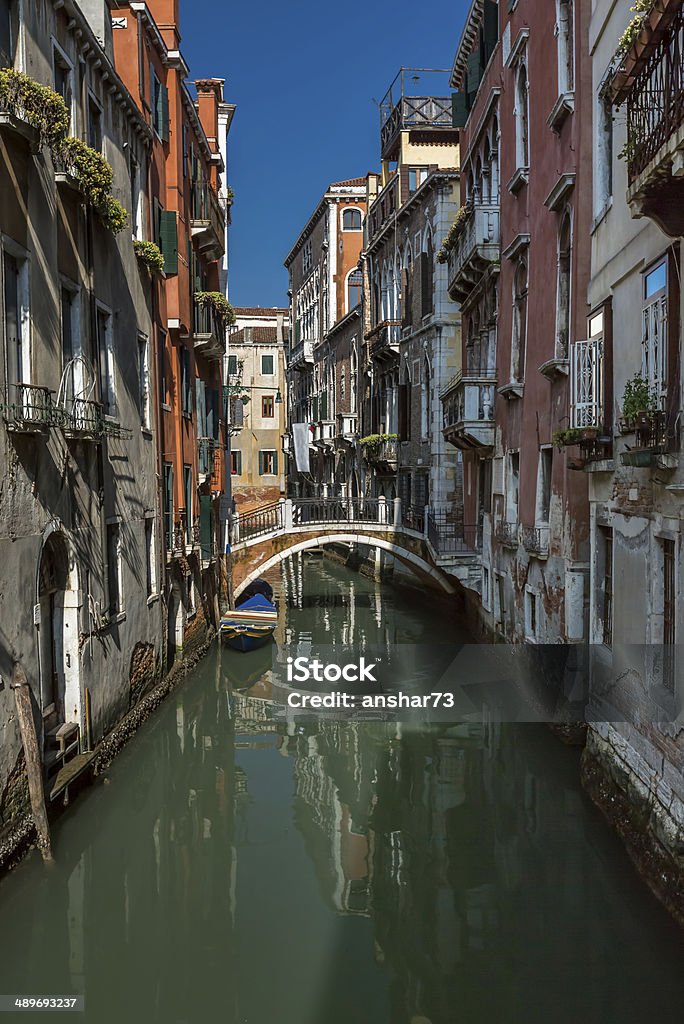 Typical Canal, Bridge and Historical Buildings in Venice, Italy Architecture Stock Photo