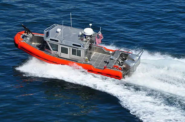A US Coast Guard boat patrolling the ocean.