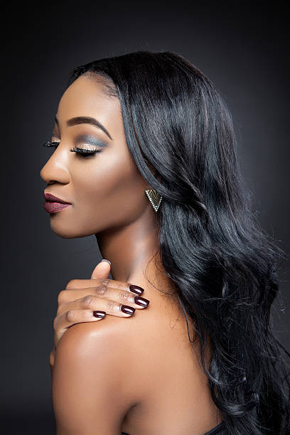 istock Black beauty with elegant long hair 489694027